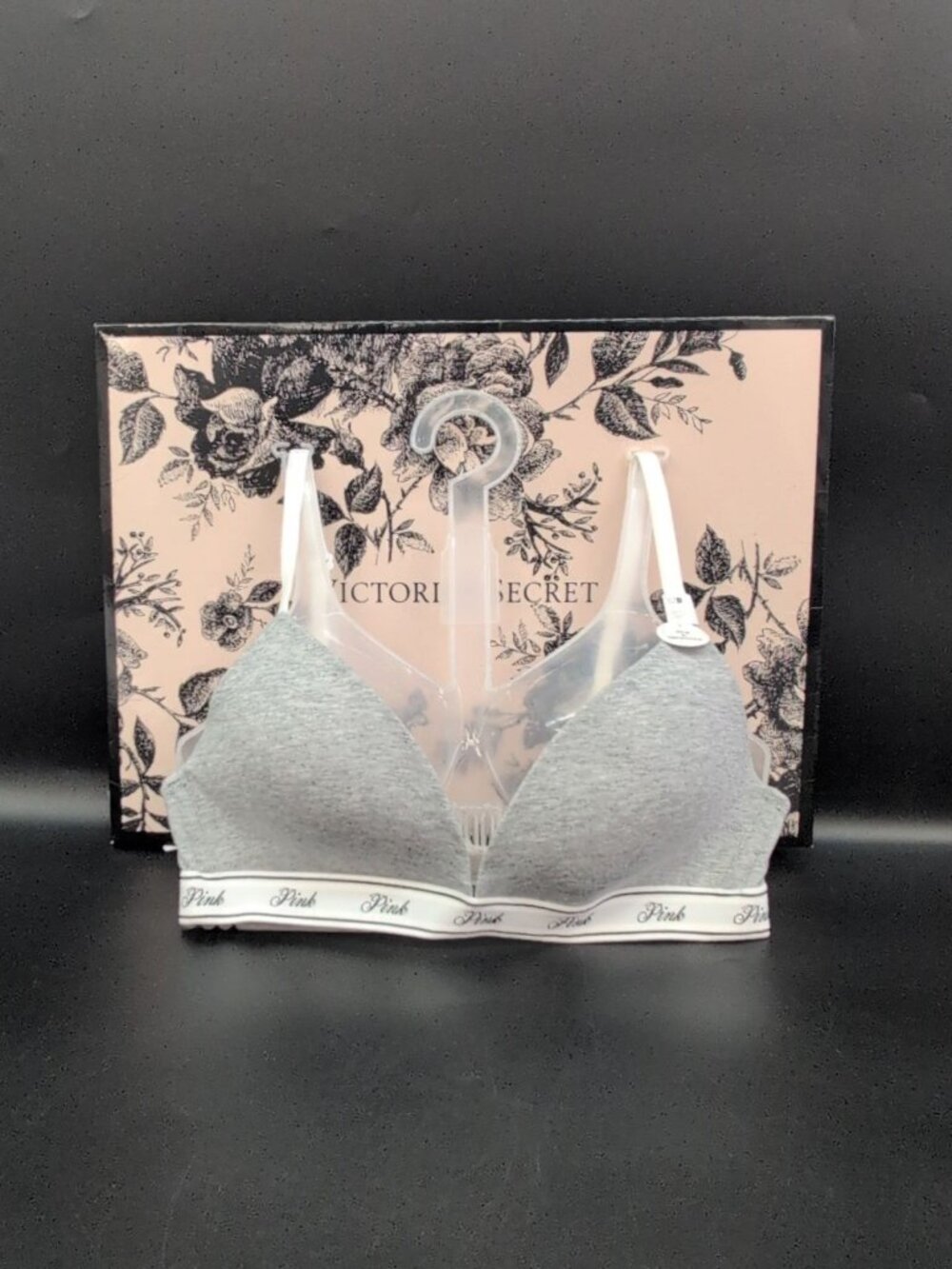 Victoria Secret Pink Lightly Lined Wireless Triangle Bra 32B Heather Grey